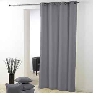 ESSENTIEL LINE - Rideau à œillets en polyester uni 140x280 cm gris - Product Image 1