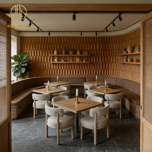 Modern Customized Square Wooden Tables with Shearling Upholstery Chairs with Booth Seating for Coffee Shop <strong>Restaurant</strong> Furniture - Product Image 6