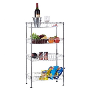 NSF Metal Kitchen Storage Organizer Rack 4 Tiers Freestanding Chrome Steel Wire Mesh <strong>Basket</strong> <strong>Shelf</strong> <strong>for</strong> Household - Product Image 1