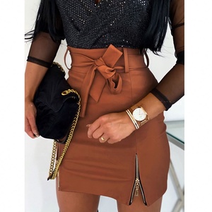 Mini-jupe en cuir noir punk, printemps-été 2025, nouvelle jupe crayon sexy à bandage en cuir, fermeture éclair, fendue, club, <span class=keywords><strong>hippie</strong></span>, taille haute, 50% - Product Image 6