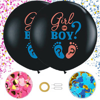 Ballon noir de 36 pouces pour révéler le sexe, ballons confettis avec confettis roses et bleus