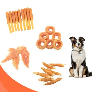 Met Kip Omwikkelde Natuurlijke No-Rawhide Hond Behandelt Hondentandenborstelspeelgoed Voor Kleine/Middelgrote Honden Tandenreiniging