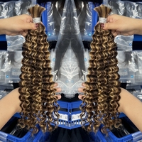 Vente en gros 4/27 cheveux en vrac blond miel pour tressage mèches de cheveux bruts non weftés extensions de cheveux humains bouclés tresses Boho