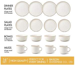 Grosir 16 Pcs Set Peralatan Makan Keramik Stoneware Prancis Matte Vintage Set Peralatan Makan Malam dengan Cangkir - Product Image 5