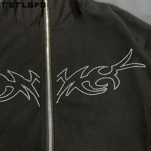 Sweat à capuche pour hommes avec strass personnalisé automne Digital Street Wear 100% French Terry 100% sweat à capuche surdimensionné en coton biologique - Product Image 4