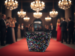 Women's Small <b>Sequin</b> Clutch <b>Handbag</b> Beaded Fashionable Evening Bag Ring Strap Flap Closure 4Y1220417 - Product Image 2