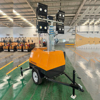 Tour d'éclairage mobile d'usine à LED 7m, levage manuel, générateur diesel, alimentation CC, lumière blanche avec indice IP66, angle de faisceau 360°