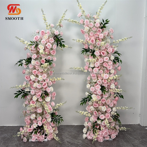 ซุ้มแต่งงานตกแต่งดอกไม้สีชมพูทรงโค้ง ขายดี พร้อมเสาดอกไม้ประดิษฐ์ สำหรับงานแต่งงานและงานเลี้ยงที่น่าประทับใจ - Product Image 1