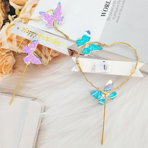 ياشين تصميم جديد ادى كعك القبعات العالية 3D المعادن متوهجة نجمة القلب سعيد عيد ميلاد كعكة القبعات العالية لحفلة عيد ميلاد الزينة - Product Image 3