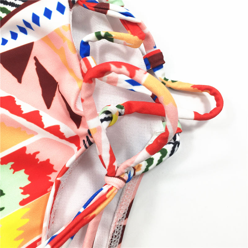 One-piece swimsuit Maldives style printed multi binding swimsuit custom swimwear sexy bikini