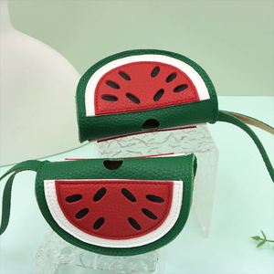 Cute Watermelon Shaped PU Leather Dog Waste Holder <b>Pet</b> Trash Bag <b>Carrier</b> Dog Poop Bag Dispenser for Outdoor Walking - Product Image 3