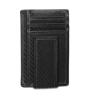 Wholesale PU Genuine Leather Carbon Fiber Minimalist Business Credit Wallet Men Slim Card Holder