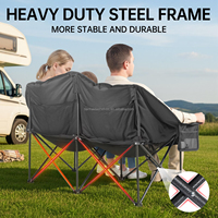 Chaise de camping d'extérieur 3 places rembourrée, triple canapé pliant robuste, fauteuil pliant à quatre sections avec porte-gobelet, cadre en aluminium, design moderne
