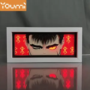 Caja DE LUZ DE Anime de papel cortado con láser, marco de madera para decoración del hogar, caja de luz de Manga, escritorio, lámpara de luz nocturna Led