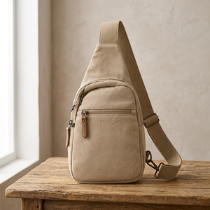 Classic <b>Canvas</b> Sling <b>Bag</b> <b>Small</b> Zipper Pocket Everyday Use All Seasons Men's Messenger <b>Bag</b> - Product Image 2