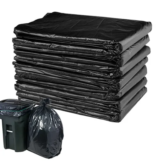 Tugas berat hitam 3 mil kontraktor menolak karung sampah kantong sampah 35 liter biodragadable bin liner kantong sampah