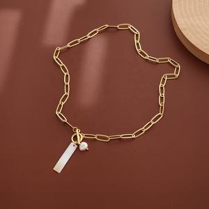 Collana Hip Hop OT fibbia con perle d'acqua dolce croce girocollo rettangolare a catena stile Vintage per gioielli da festa - Product Image 3