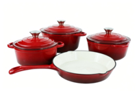 Ensemble de 4 ustensiles de cuisine en fonte émaillée : Casserole, faitout, poêle à frire et poêle à frire pour la cuisine domestique