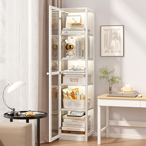 Librería Modular de Bambú con Puertas, 3, 4 o 5 Niveles, Gabinete Blanco Antipolvo, Estante de Almacenamiento y Exhibición para Hogar u Oficina - Product Image 3