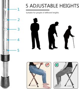 Siège <span class=keywords><strong>de</strong></span> canne pliant tabouret <span class=keywords><strong>de</strong></span> canne béquille siège <span class=keywords><strong>de</strong></span> chaise 3 pieds sièges <span class=keywords><strong>de</strong></span> canne bâton <span class=keywords><strong>de</strong></span> marche hautement réglable grand épais en alliage d'aluminium ABS - Product Image 5