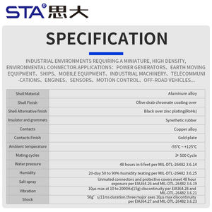 Mil Dtl 26482 12S-10 Ms3102a Mannelijke Vrouwelijke Ronde Connector Shell Terminal 3 4 8 10 12 Pin Ip67/Ip68 Waterdichte 850V - Product Image 6