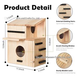 Mangeoire suspendue en bois pour écureuils, boîte de rangement <span class=keywords><strong>d</strong></span>'extérieur pour noix avec fenêtre <span class=keywords><strong>d</strong></span>'observation, mangeoire pour animaux sauvages - Product Image 2
