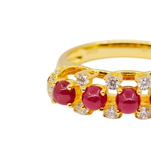 Anillo de plata 925 con circonita rubí y baño de oro de 18K de UM Jewelry, adecuado para hombres y mujeres, uso diario, regalo de aniversario de bodas, fiesta. - Product Image 6