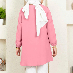 Women Casual Solid Ramadan Dubai Turkish Shirt Islam Clothing Autumn Fashion <strong>Sequins</strong> Blouse Long Sleeve Muslim <strong>Tops</strong> - Product Image 4