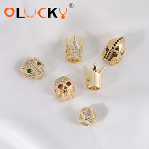 LUCKYJIU Bán buôn Hạt charm mặt dây chuyền hình tròn mạ vàng 18K đính đá pha lê tùy chỉnh bằng đồng thau dùng làm phụ kiện trang sức tự làm - Product Image 4