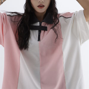 TANKTKANOEM High Quality Fashion Casual Cotton Stripe <b>Patchwork</b> <b>Shirt</b> Womens Clothing t <b>Shirts</b> for Custom logo - Product Image 2