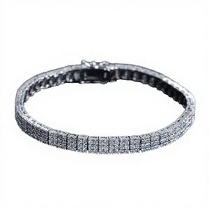 สร้อยข้อมือเทนนิสเงินแท้ S925 ประดับเพชรโมอิสซาไนต์ทรงบริลเลียนต์ขนาด 2 มม. ชุบโรเดียม สไตล์ฮิปฮอปสำหรับเด็ก ได้รับการรับรอง GRA ระดับไฮเอนด์ - Product Image 4