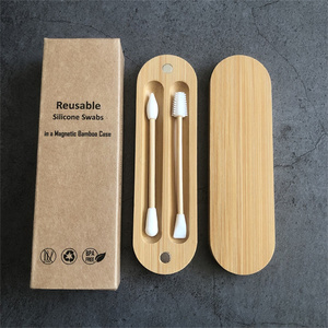 <span class=keywords><strong>Coton</strong></span>-<span class=keywords><strong>tige</strong></span> <span class=keywords><strong>réutilisable</strong></span> écologique à double tête multifonctionnel bambou de qualité alimentaire écouvillons en silicone <span class=keywords><strong>lavable</strong></span> mallette de rangement confortable pour - Product Image 3