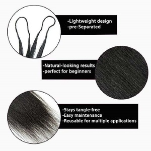 Cheveux humains indiens vierges Jerry Curly Feather-Crochet pour tressage, pré-séparés, avec fil invisible, 100% cheveux humains, double trame à la machine - Product Image 3