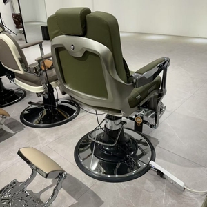 Fauteuil de barbier électrique moderne en cuir durable et écologique, haut de gamme, polyvalent, pivotant à 360 degrés, en acier, pour salon, spa et beauté - Product Image 4