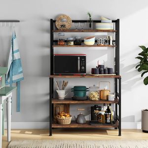 American Style Four Tier Iron <b>Storage</b> Rack 800 Lb Capacity Standing Type <b>Kitchen</b> Living Room Durable Shelf <b>Unit</b> - Product Image 1