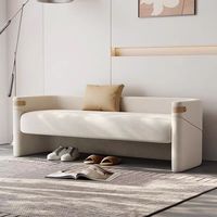 Tabouret de chaussure à langer d'entrée minimaliste moderne Tissu de coton et de lin Queue de lit Long banc