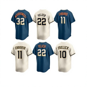 Maillot de baseball des Milwaukee Brewers pour homme, manches courtes, motif en sergé imprimé avec le nom de l'équipe au dos, coupe classique, vêtements toutes saisons - Product Image 2