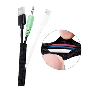 Self Closing Pet Braided Expandable Sleeve Self Closing Sleeving Cable Management Loom Split Wire Wrap Protect