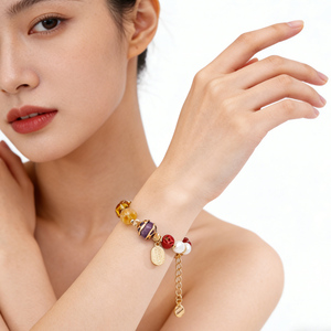 Pulseira vintage prateada com pérola natural e opala vermelha, com textura vibrante, joia luxuosa, adequada para mulheres, como acessório de presente. - Product Image 2