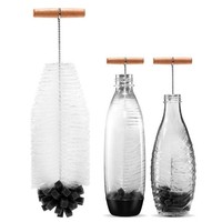 Ensemble de brosses de nettoyage de bouteilles à long manche en bois avec poignée en T, sans angle mort, avec poils en nylon et embout éponge, pour la maison, les cafés et les articles de boisson