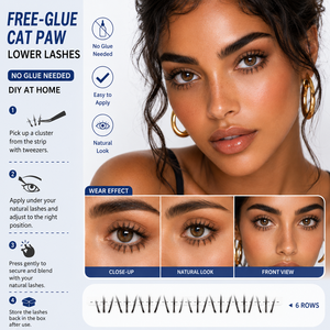 En gros, <span class=keywords><strong>Cils</strong></span> inférieurs auto-adhésifs sans colle, en grappes, effet naturel, style Manga Doll Eye, DIY, 6 rangées - Product Image 3