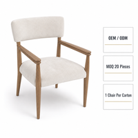 Fauteuil de salle à manger contemporain rembourré en bois avec dossier et design stable pour usage domestique et hôtelier, marque OEM/ODM