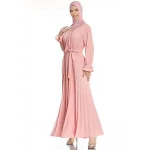 Fabricants de modèles de vêtements personnalisés Robes d'été musulmanes pour femmes Robe longue en satin décontractée pour femmes
