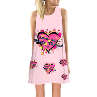 Robe d'été sans manches à imprimé intégral pour femmes Mini robe blanche froncée à col froncé et à bretelles pour femmes