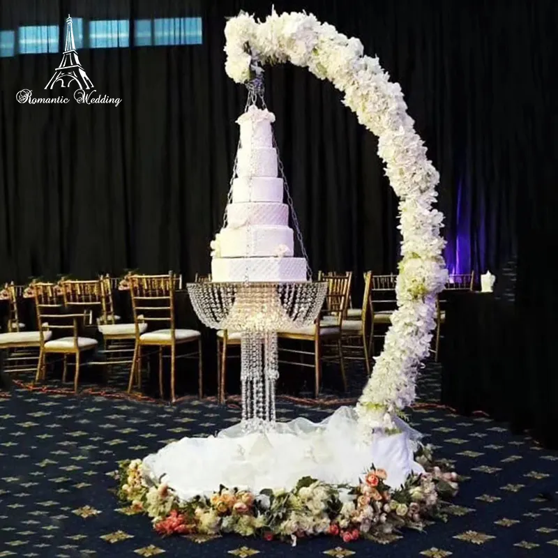 Soporte para pastel de boda romántico, decoración de fiesta, candelabro de cristal de imitación, columpio para pastel suspendido