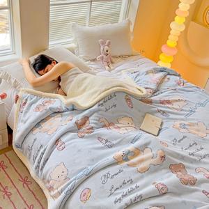 100% Polyester petit jet léger corail velours Ins Style motif brodé pour climatisation canapé couverture pause déjeuner - Product Image 4