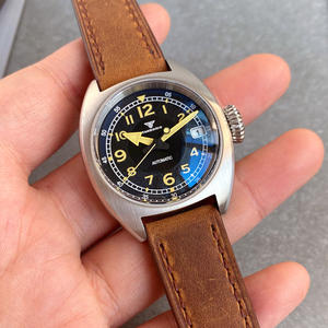 Orologio da Polso da Uomo in Bronzo CUSN8/Titanio con Quadrante Verde, Modello da Pilota/Campo, Luminoso e dal Carattere Retrò con Cinturino in Pelle - Product Image 3