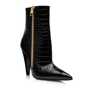 Women Pointed Toe Ankle <b>Boots</b> Animal Print Stiletto Metal Side Zipper Shoes Sexy High Spike Heels Short - Product Image 4