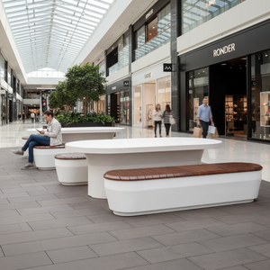 GRC Outdoor Furniture <b>Table</b> Bench <b>Set</b> for Commercial Patio Park & Hotel Lobby-Modern Design Durable Seating - Product Image 1