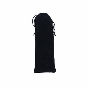 Pochette en velours noir 10x30cm avec cordon de serrage, sac cadeau en paille, petite pochette à bijoux, impression personnalisable - Product Image 4